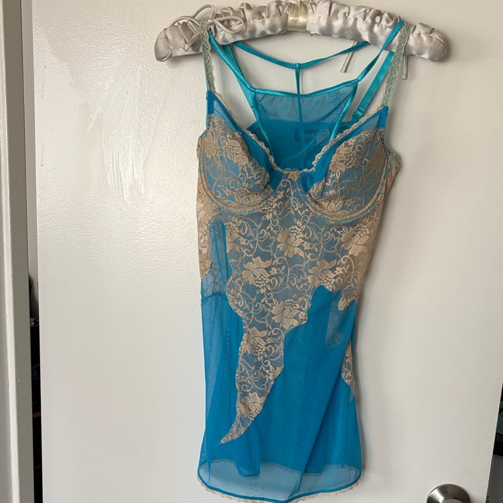 Frederick’s of Hollywood Blue and Cream Lace Lingerie